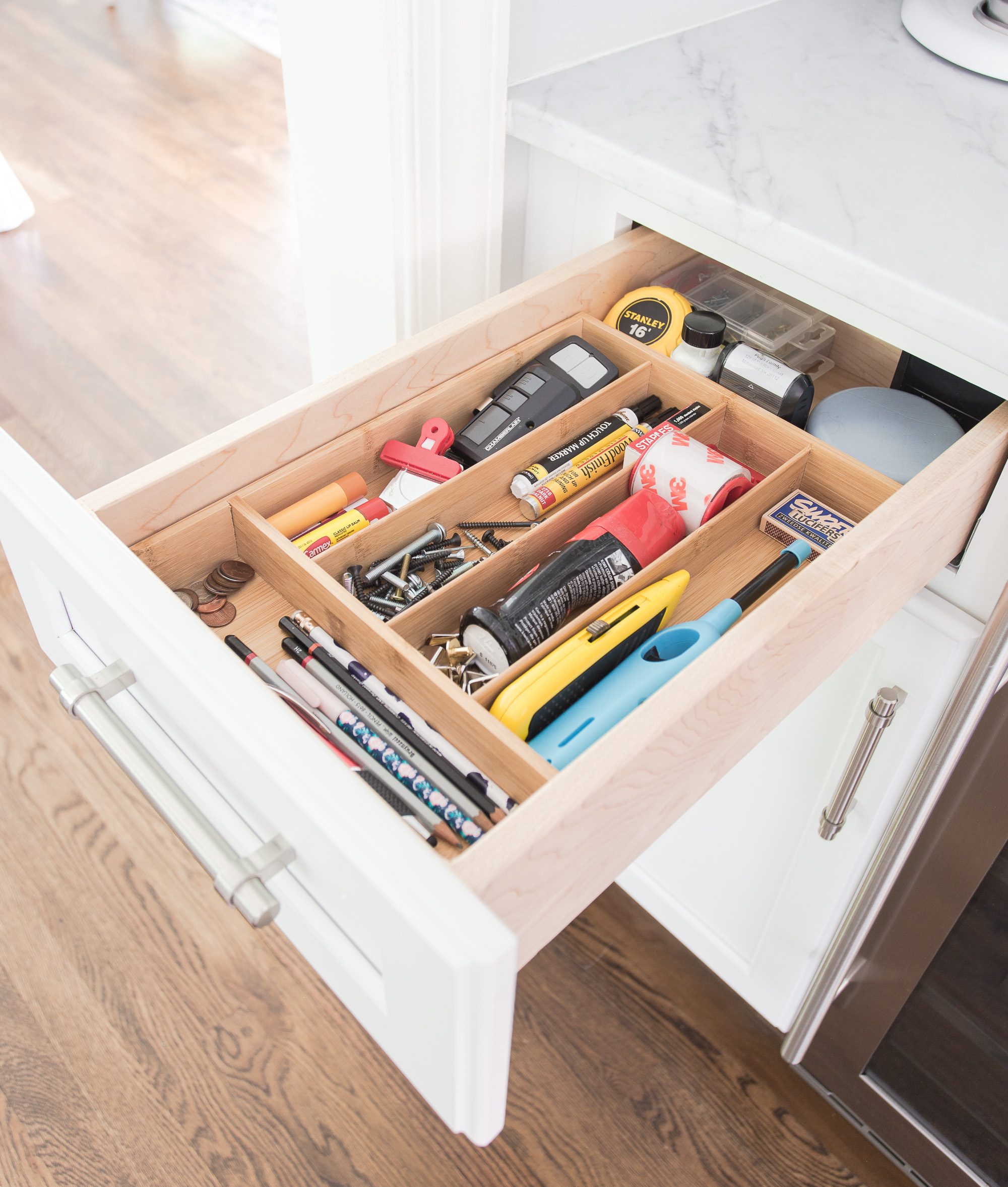open organized junk drawer