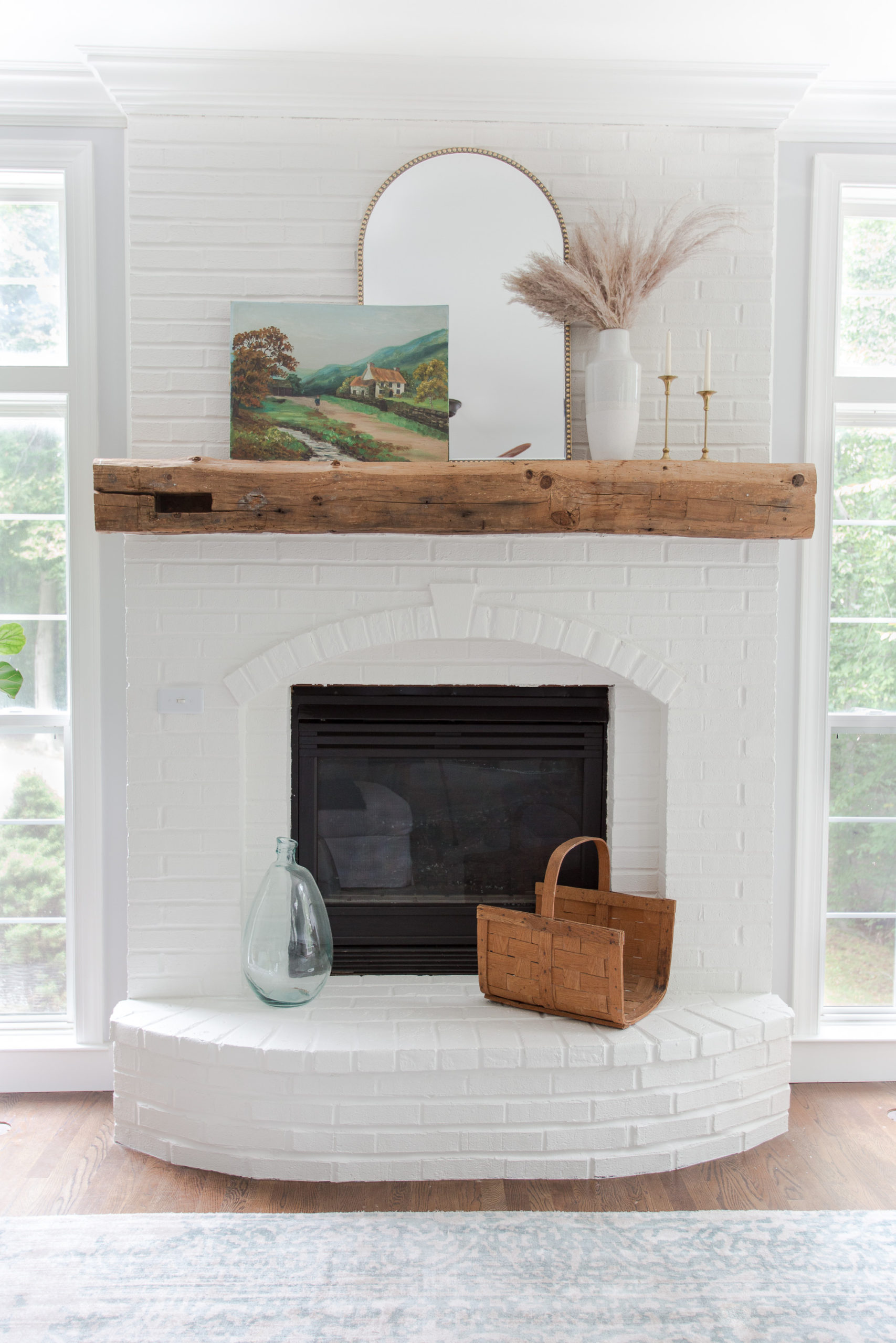 white fireplace with fall decor