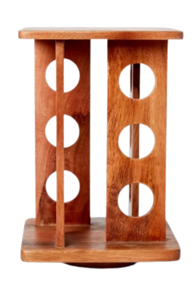 wood rotating spice rack