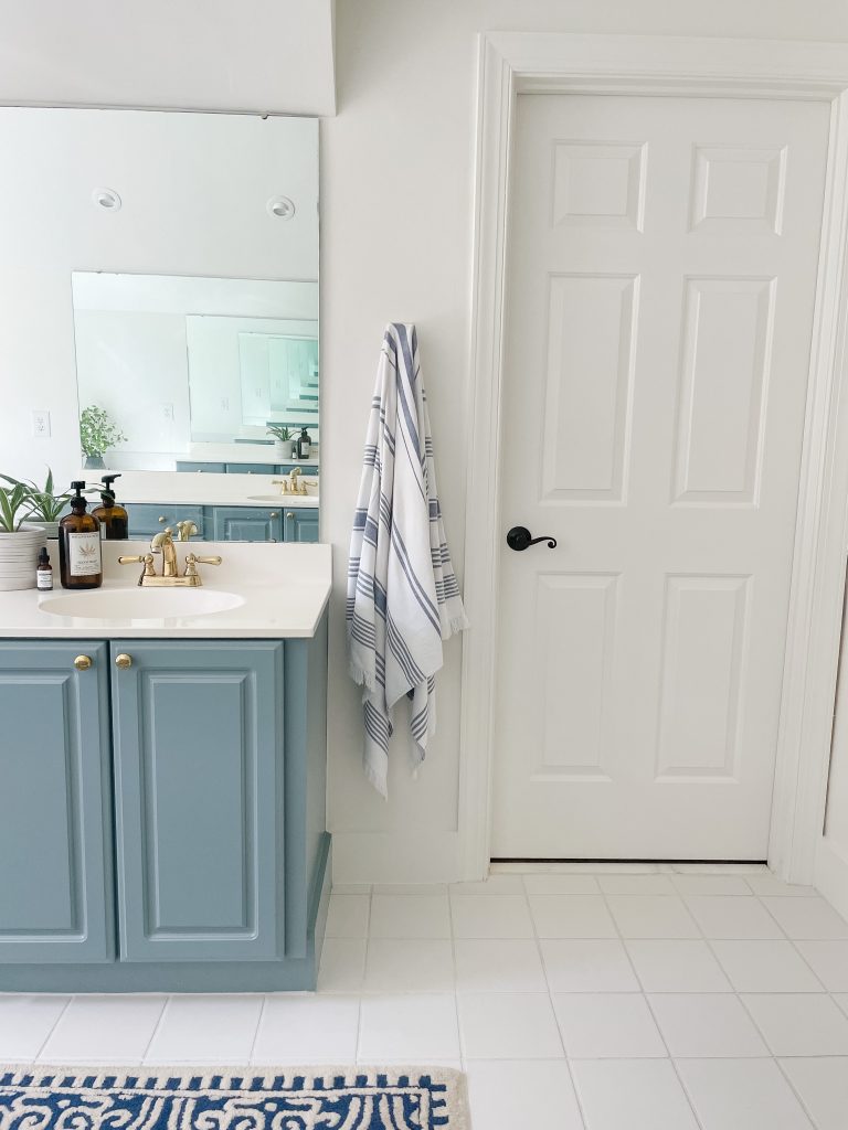 Blue Painted Bathroom Cabinets