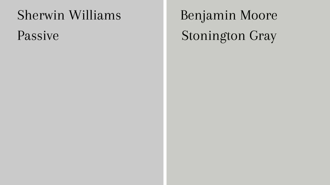 Sherwin williams Passive and Benjamin Moore Stonington Gray Paint Swatch