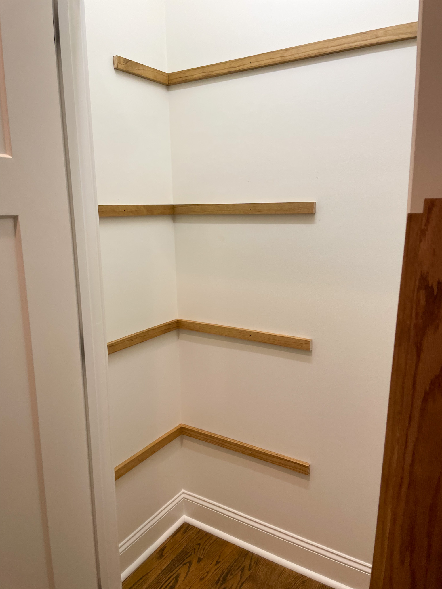 wood braces on wall in closet
