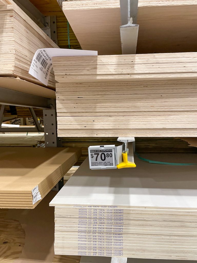 wood on shelf at hardware store