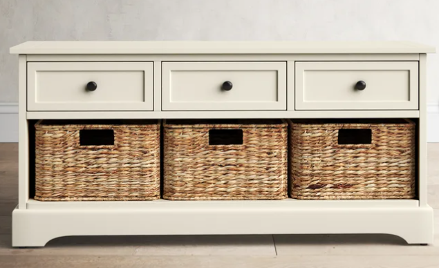storage bench with baskets underneath