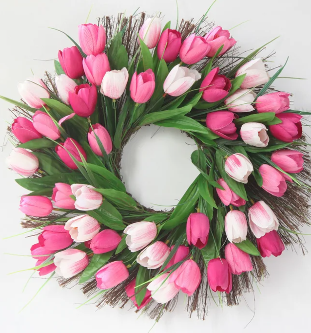 pink tulip wreath