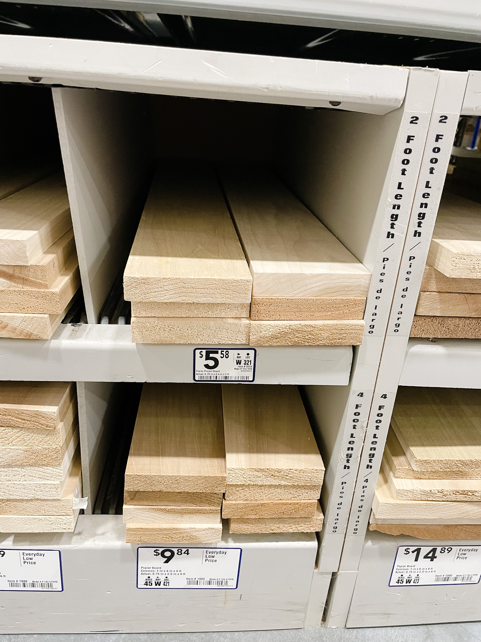 wood on shelf at store