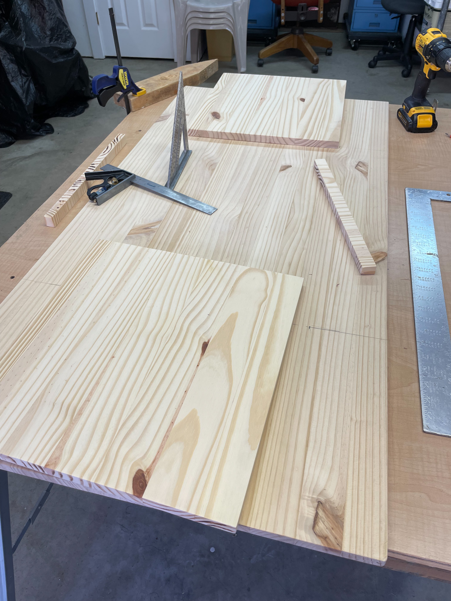 cutting wood in workshop