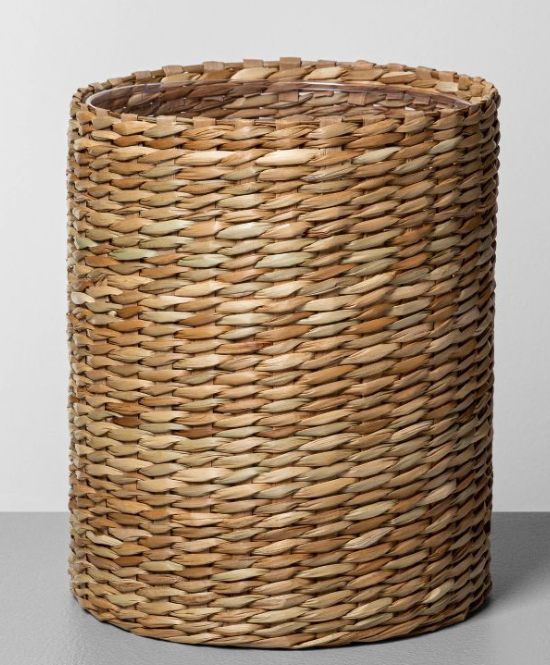 woven trash can