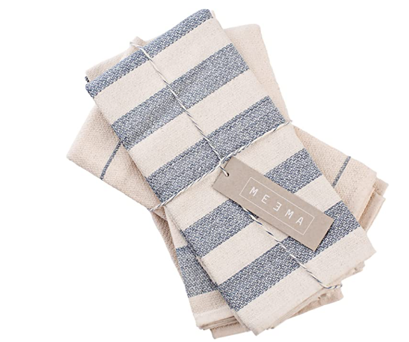blue and white stripe towels