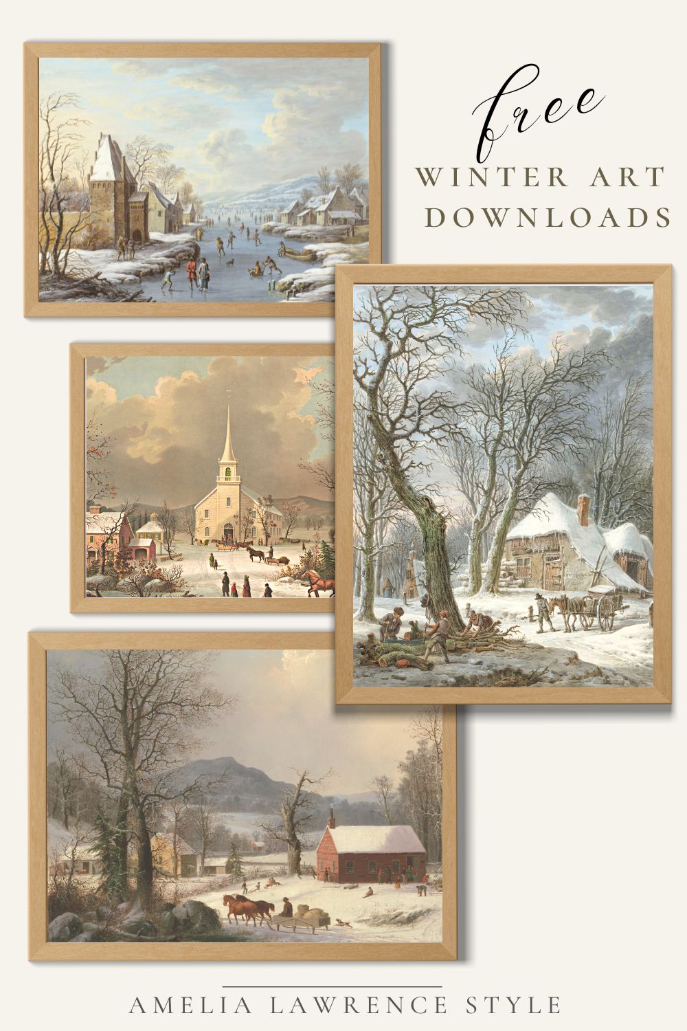 free winter vintage art collage