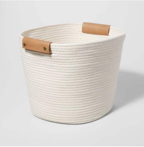 white rope storage bin
