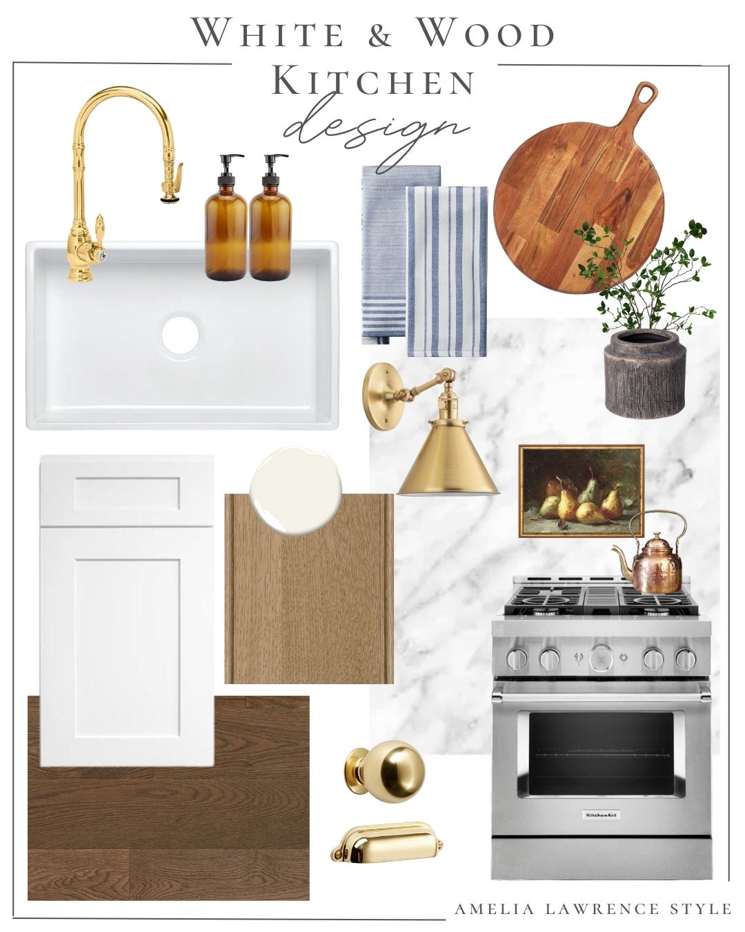 white and wood kitchen Design collage