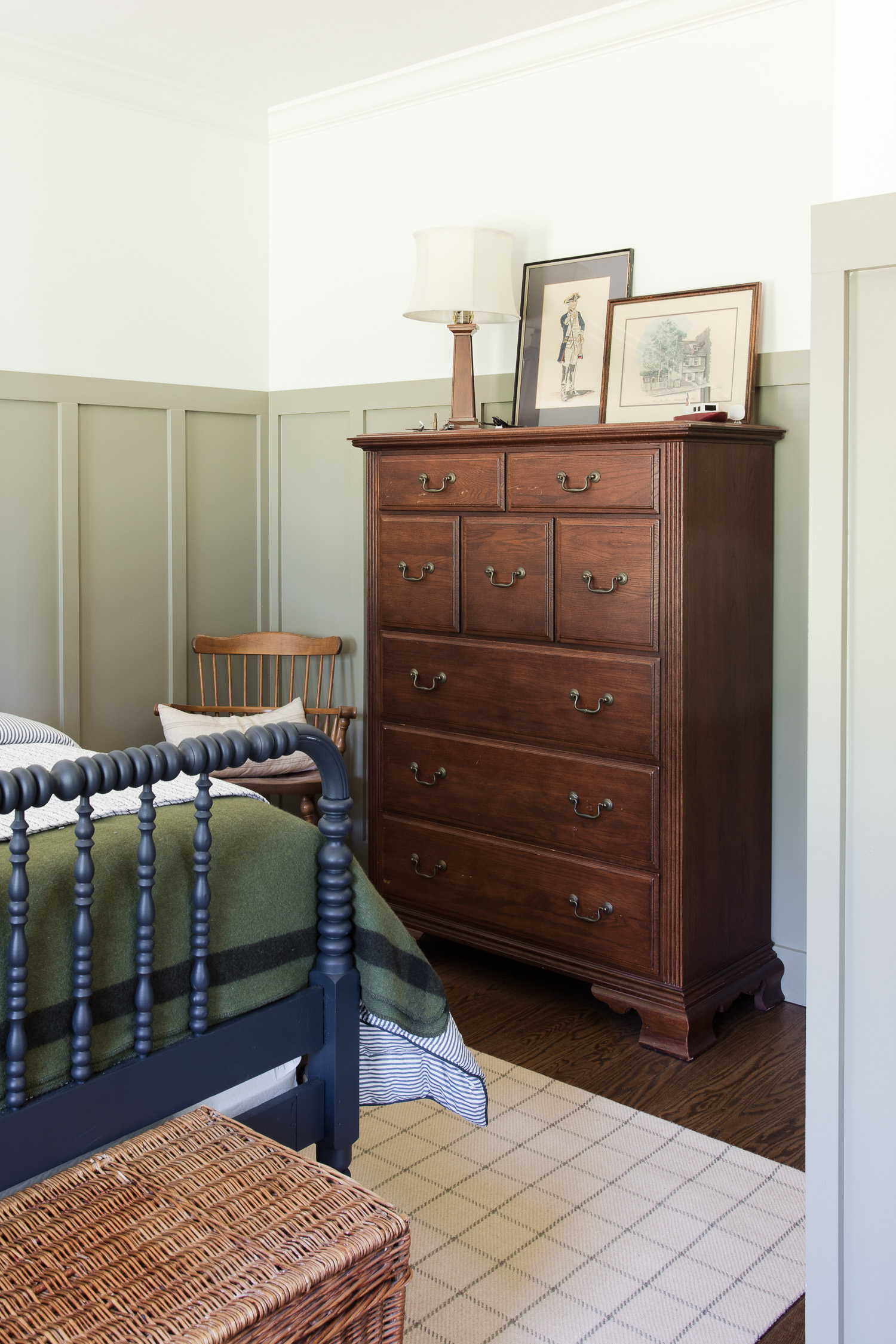 wood dresser in teen boy bedroom