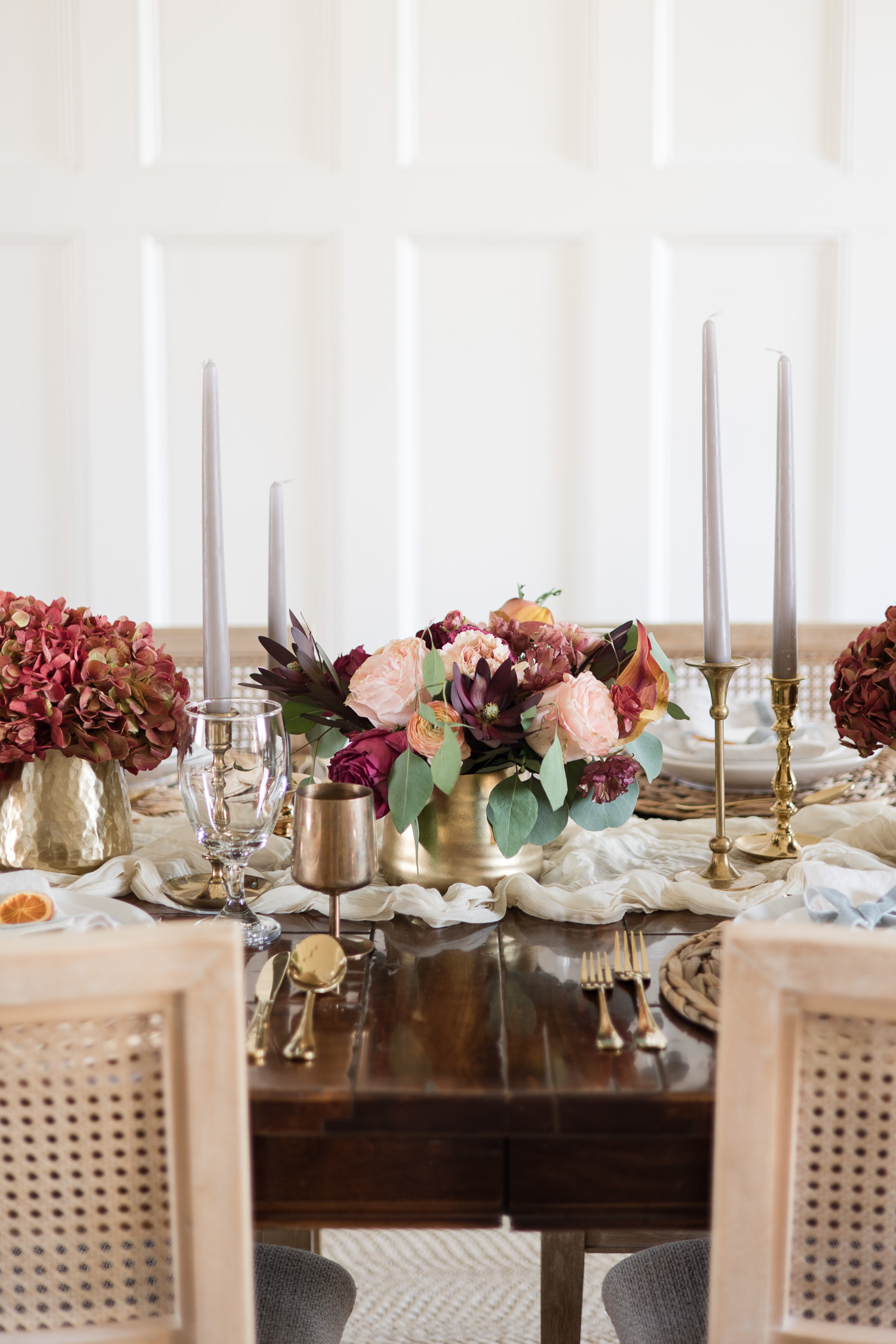 dining room with thanksgiving table setting