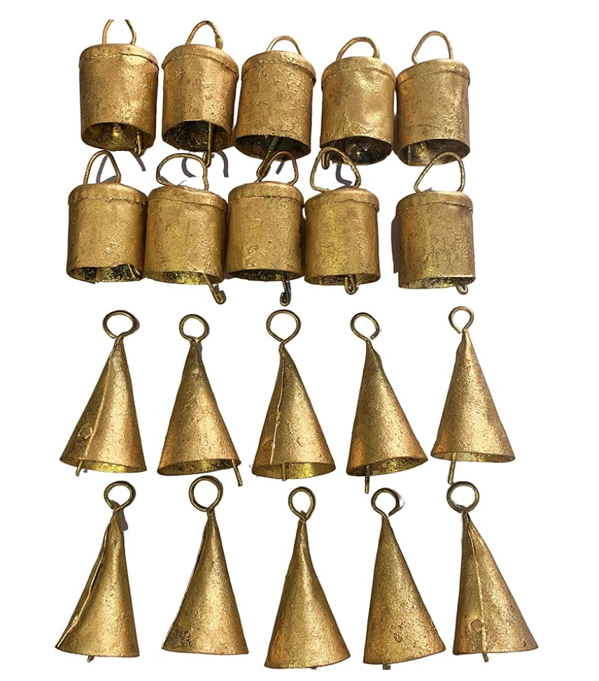 group of variety of brass christmas bells
