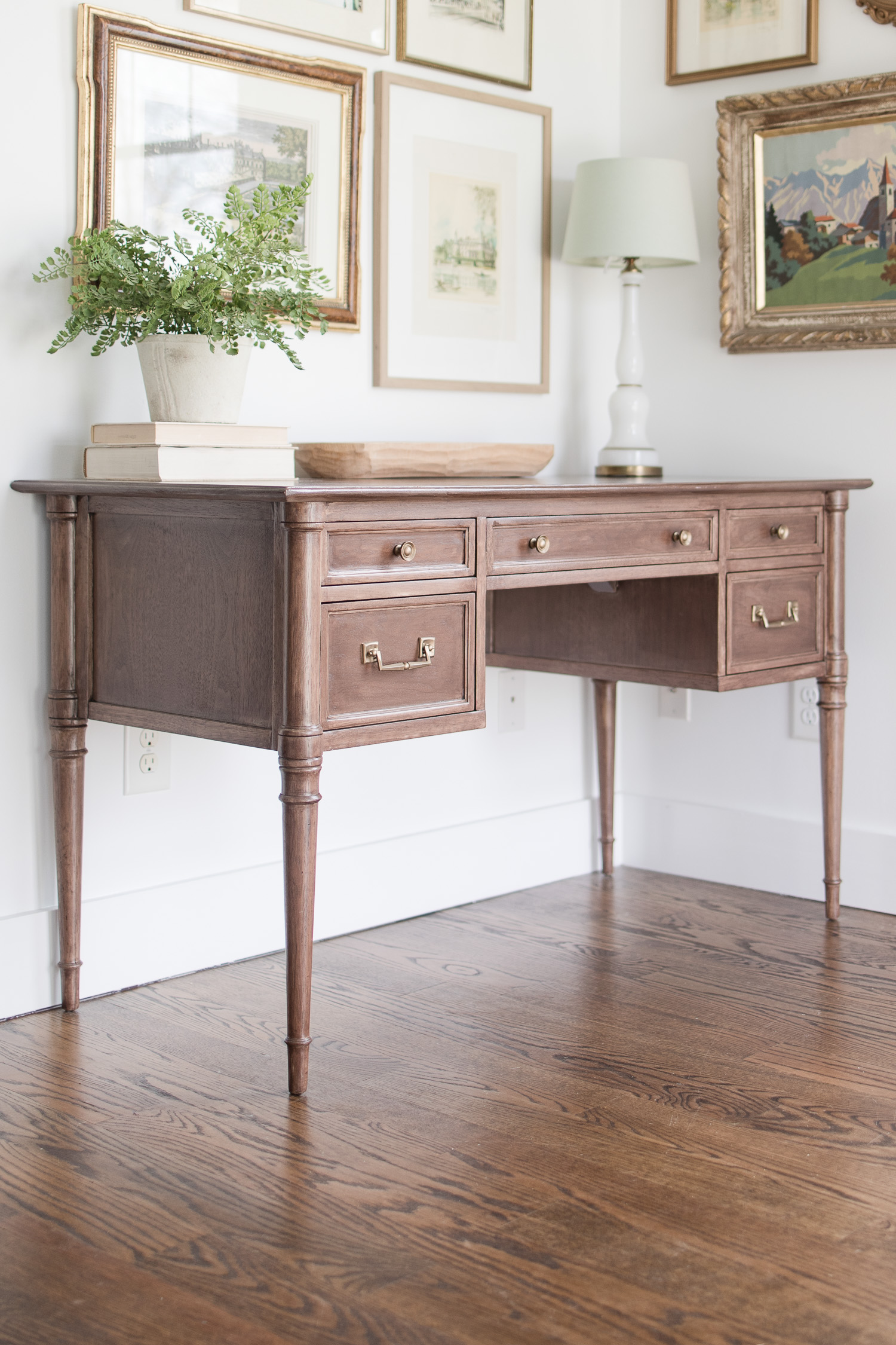 wood desk in small home office