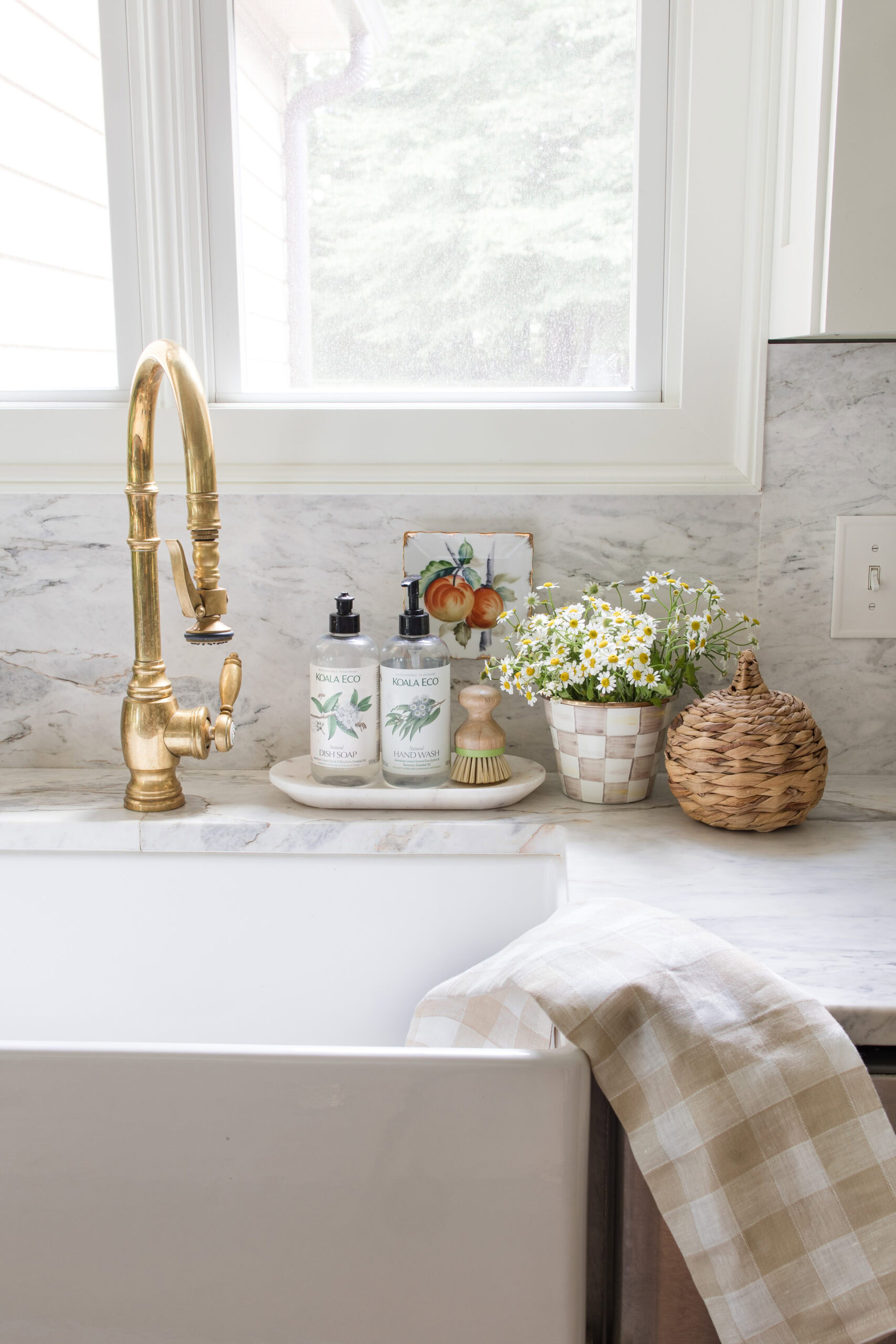 rattan pumpkin by the kitchen sink