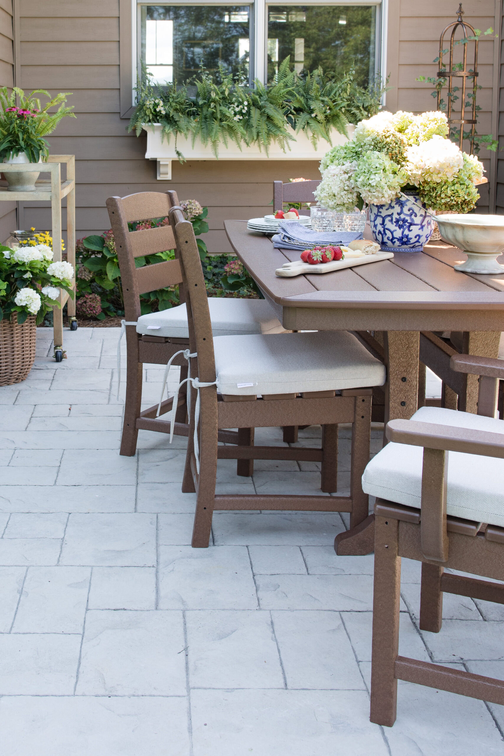 polywood outdoor dining table on patio