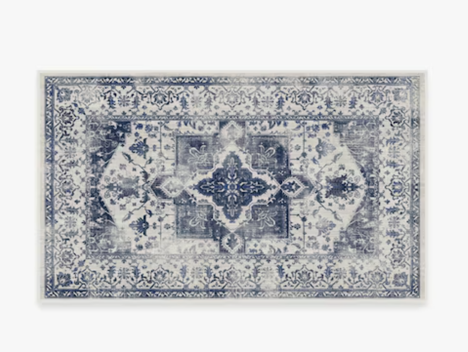 washable rug blue
