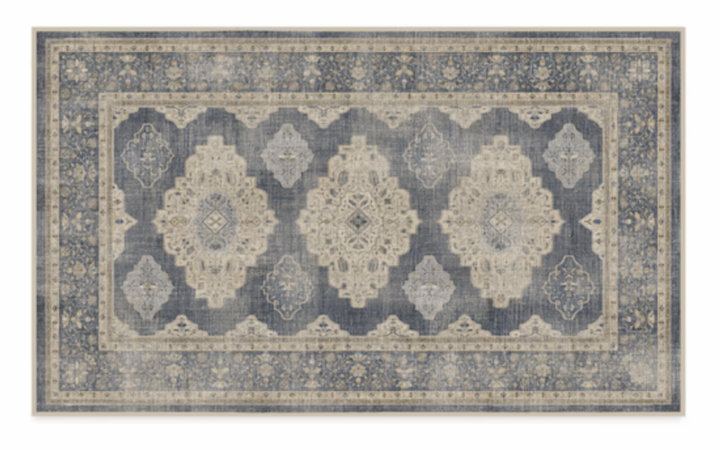 washable rug brown and blue