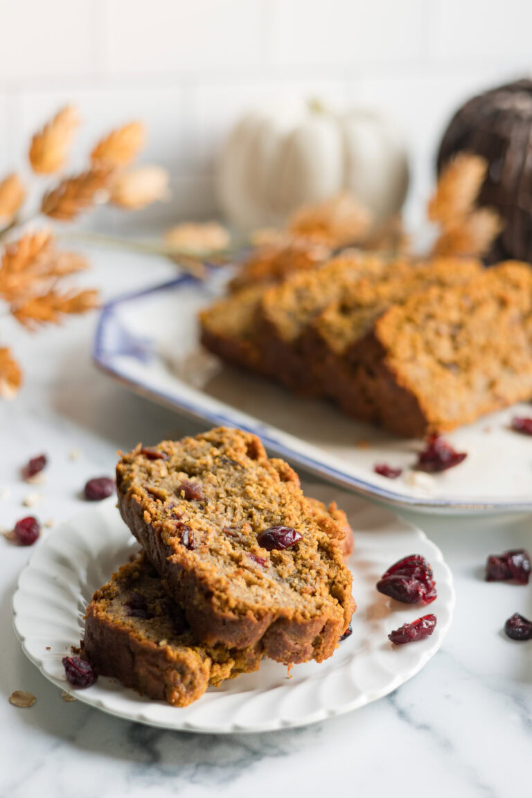 Healthy Pumpkin Cranberry Banana Bread