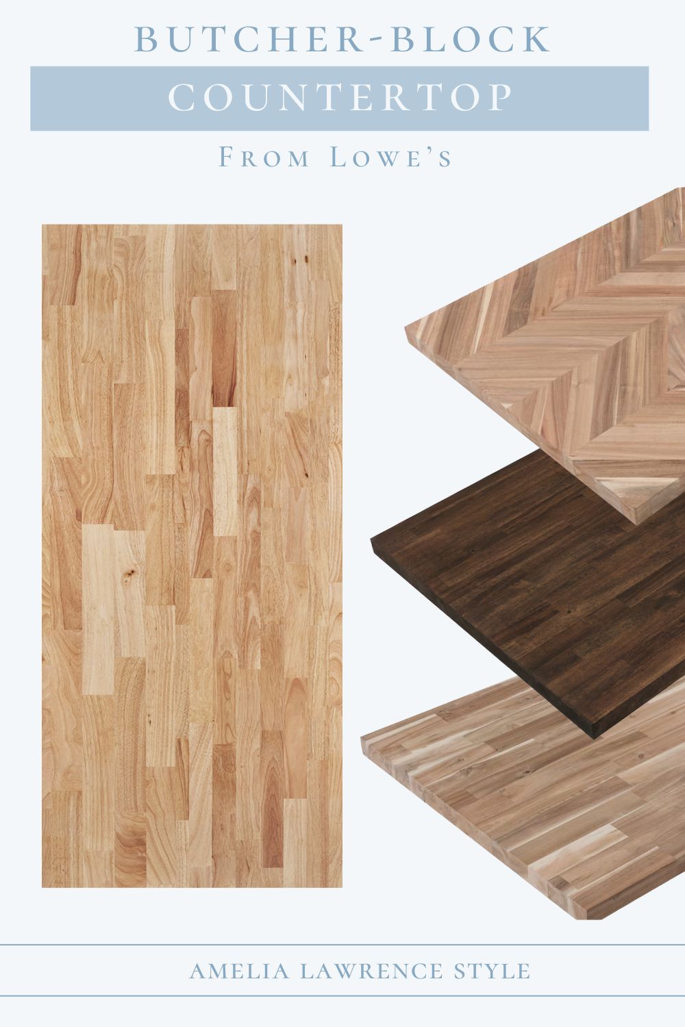 butcher block countertop collage