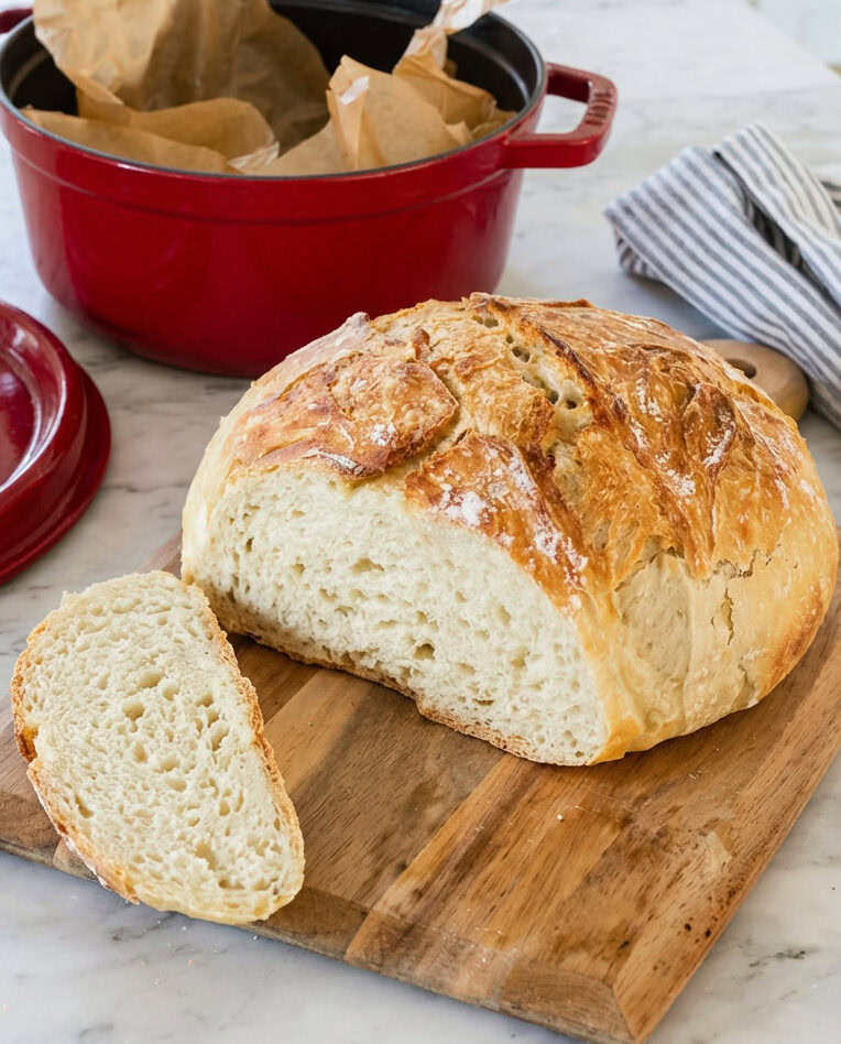 loaf of bread sliced on counter