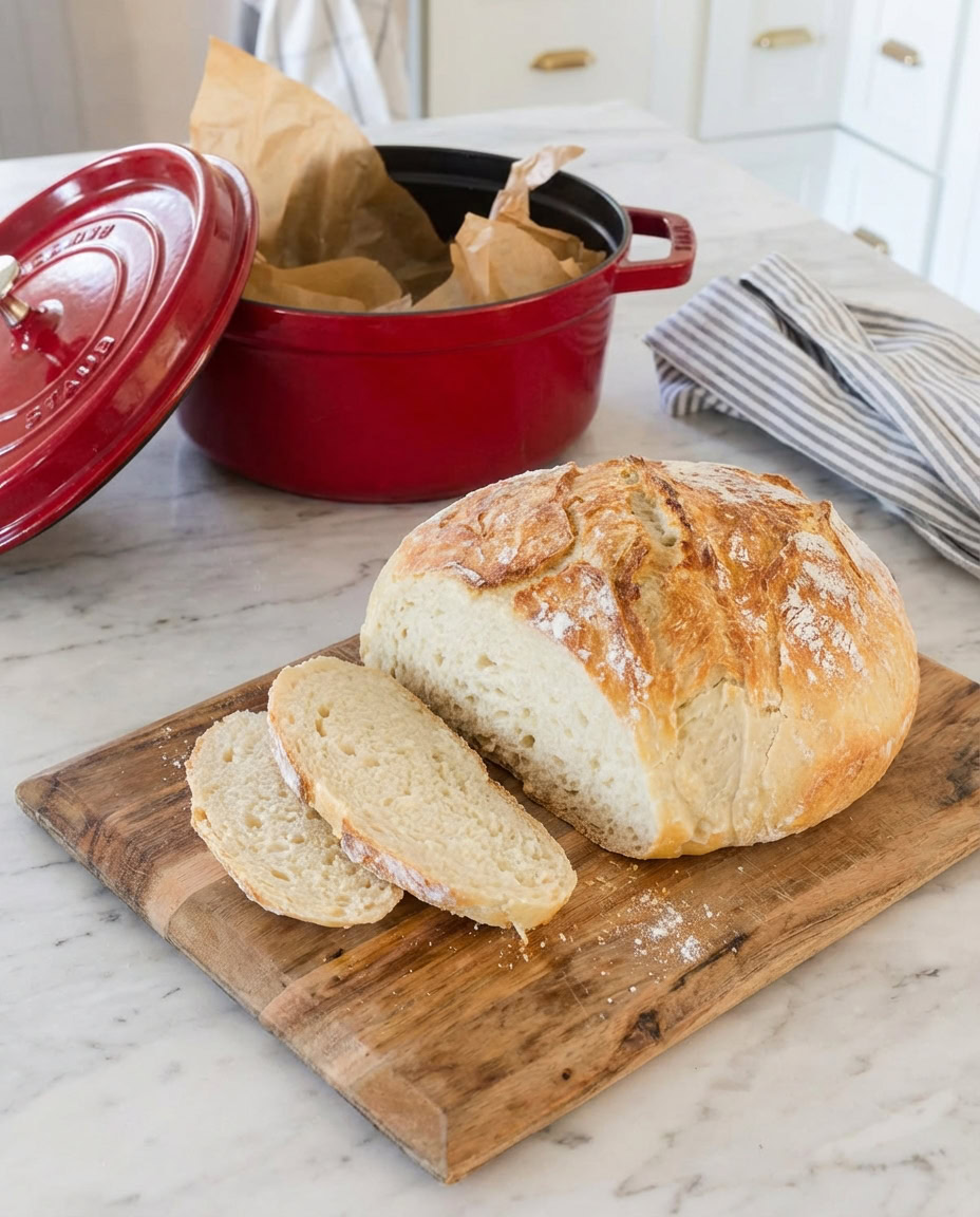 artisan bread on cutting board
